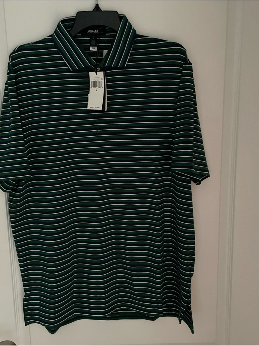 Ralph Lauren RLX Men’s Short Sleeve L Polo Shirt Green Golf Concept Large NWT